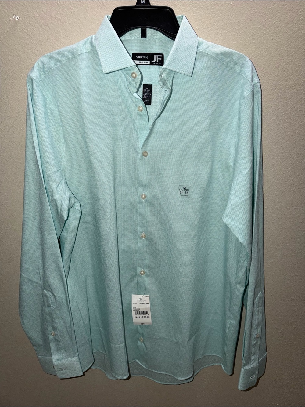 jf j.ferrar Men Turquoise Dress Shirt